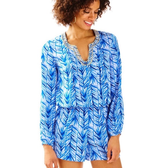 Lilly Pulitzer Pants - Lilly Pulitzer Colby Costa Verde Lapis Blue Romper